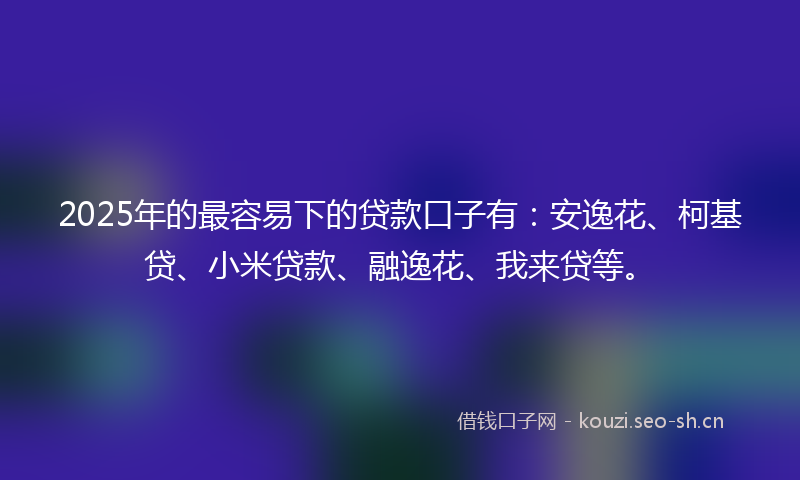 2025年的最容易下的贷款口子有：安逸花、柯基贷、小米贷款、融逸花、我来贷等。