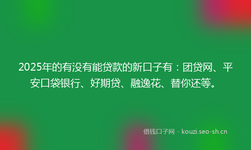 2025年的有没有能贷款的新口子有：团贷网、平安口袋银行、好期贷、融逸花、替你还等。