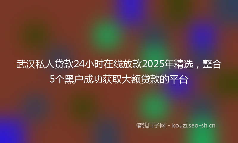 武汉私人贷款24小时在线放款2025年精选，整合5个黑户成功获取大额贷款的平台