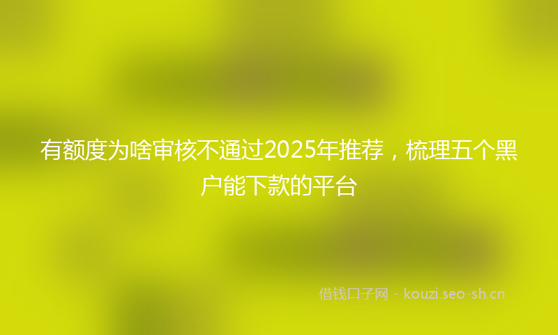 有额度为啥审核不通过2025年推荐，梳理五个黑户能下款的平台
