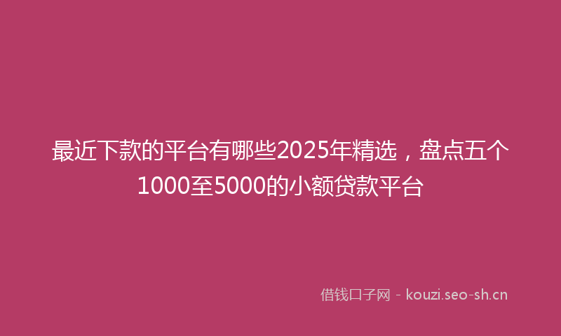 最近下款的平台有哪些2025年精选，盘点五个1000至5000的小额贷款平台