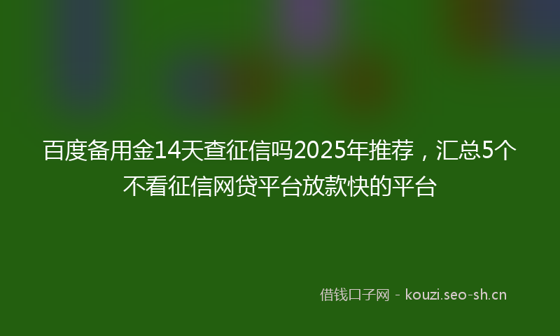 百度备用金14天查征信吗2025年推荐，汇总5个不看征信网贷平台放款快的平台