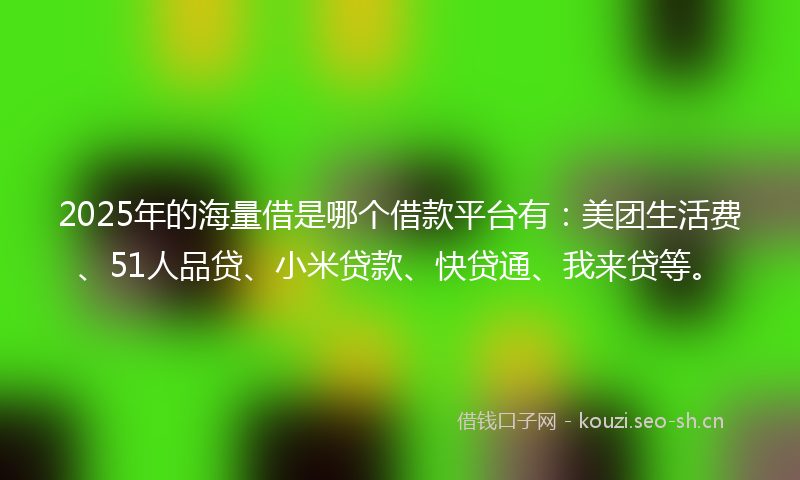 2025年的海量借是哪个借款平台有：美团生活费、51人品贷、小米贷款、快贷通、我来贷等。