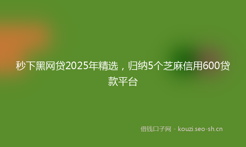 秒下黑网贷2025年精选，归纳5个芝麻信用600贷款平台