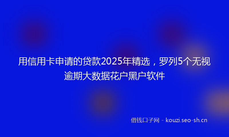 用信用卡申请的贷款2025年精选,罗列5个无视逾期大数据花户黑户软件