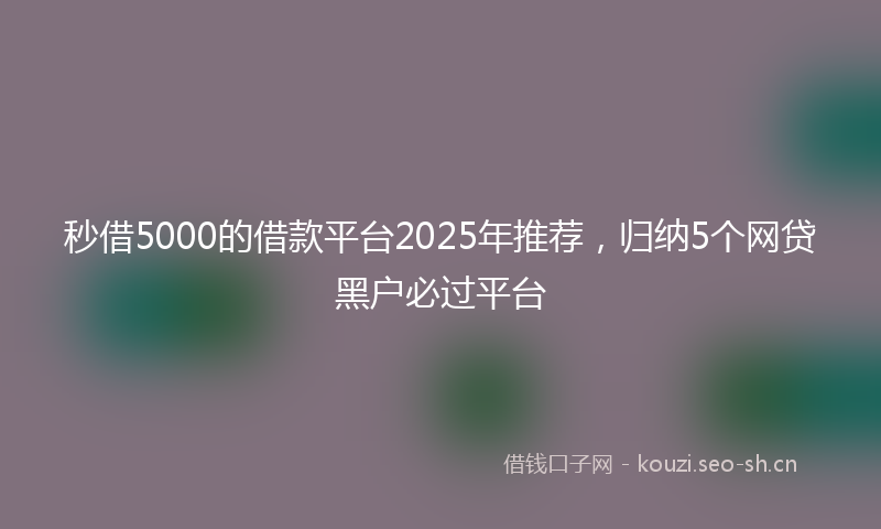 秒借5000的借款平台2025年推荐，归纳5个网贷黑户必过平台