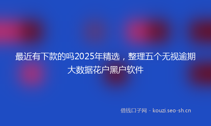 最近有下款的吗2025年精选，整理五个无视逾期大数据花户黑户软件