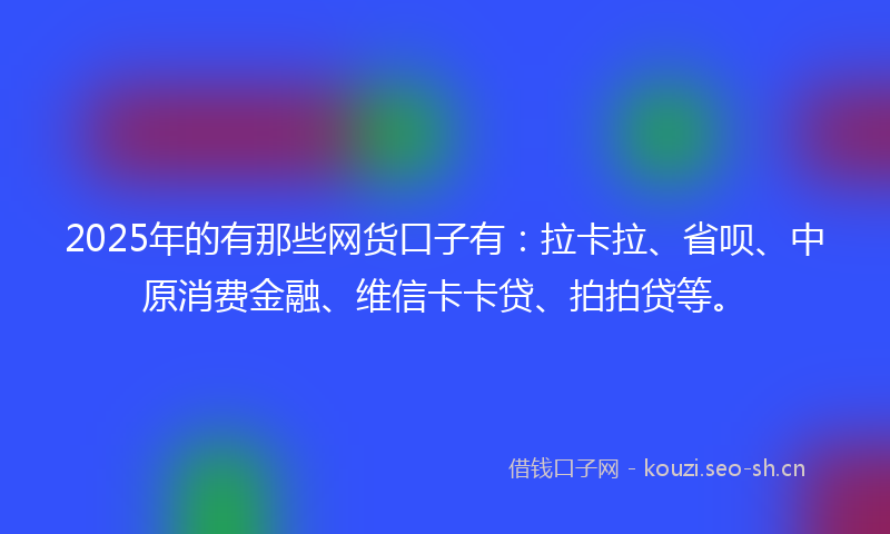 2025年的有那些网货口子有：拉卡拉、省呗、中原消费金融、维信卡卡贷、拍拍贷等。