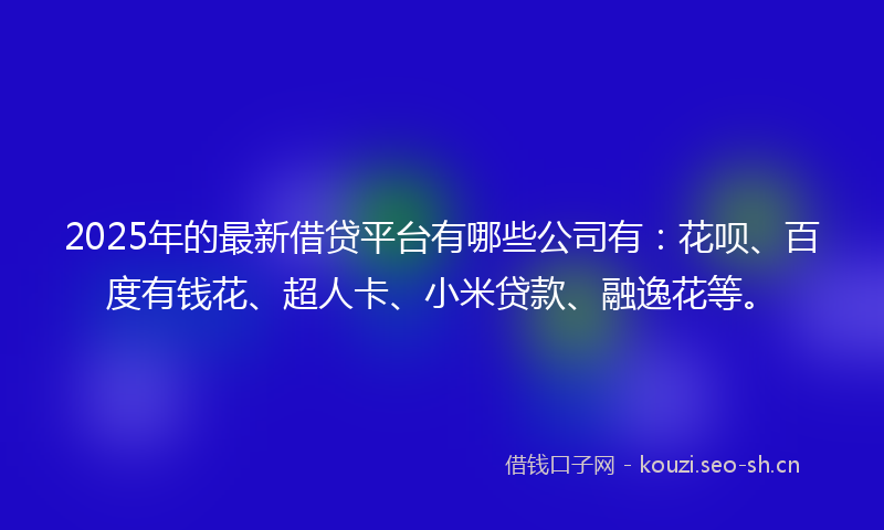 2025年的最新借贷平台有哪些公司有：花呗、百度有钱花、超人卡、小米贷款、融逸花等。