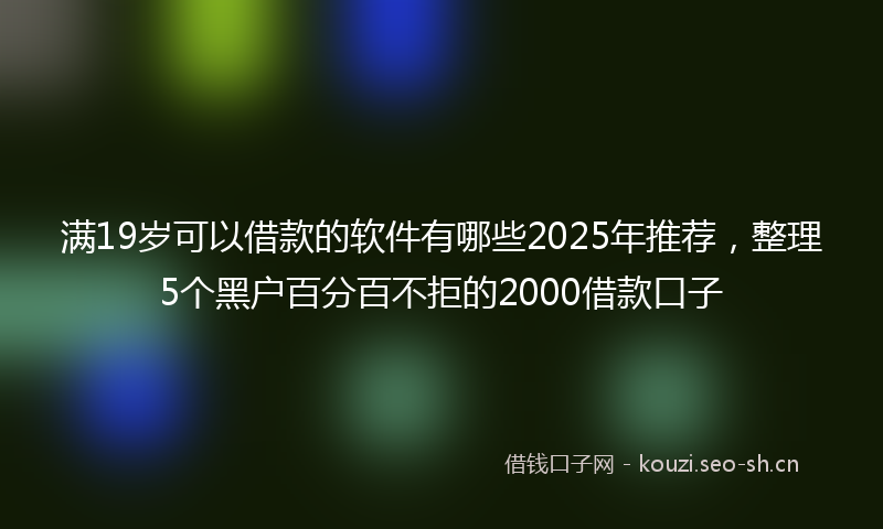 满19岁可以借款的软件有哪些2025年推荐，整理5个黑户百分百不拒的2000借款口子