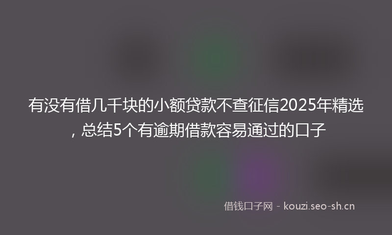 有没有借几千块的小额贷款不查征信2025年精选，总结5个有逾期借款容易通过的口子