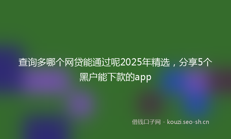 查询多哪个网贷能通过呢2025年精选，分享5个黑户能下款的app