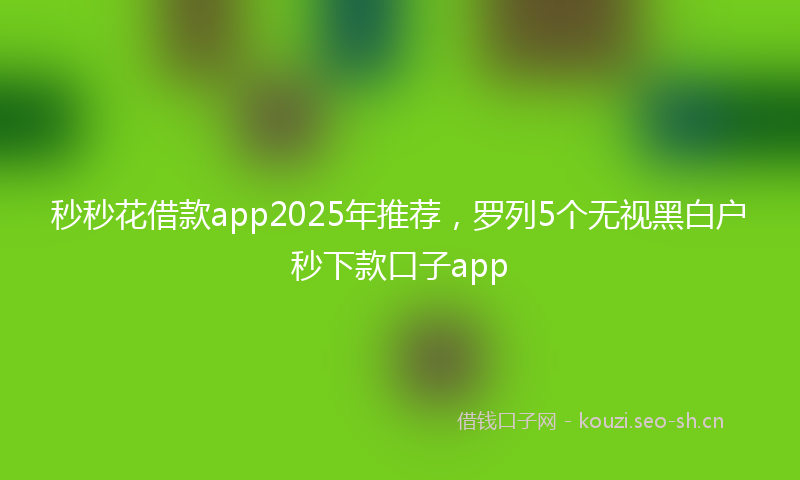 秒秒花借款app2025年推荐，罗列5个无视黑白户秒下款口子app