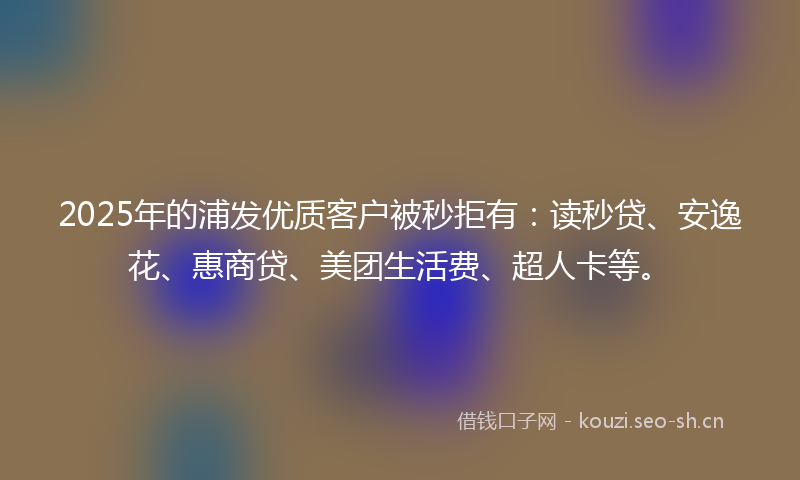 2025年的浦发优质客户被秒拒有：读秒贷、安逸花、惠商贷、美团生活费、超人卡等。