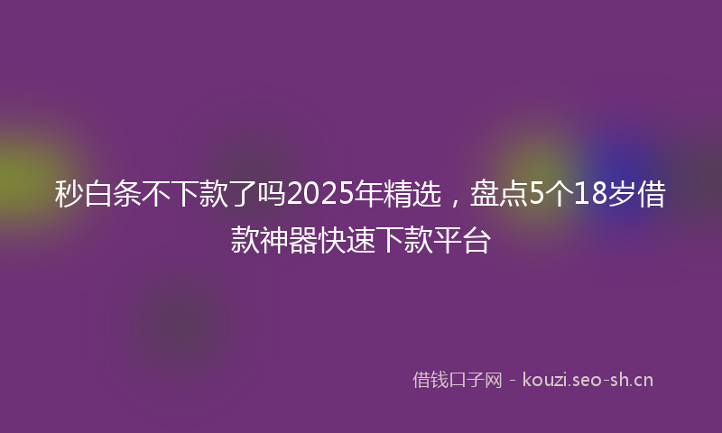 秒白条不下款了吗2025年精选，盘点5个18岁借款神器快速下款平台