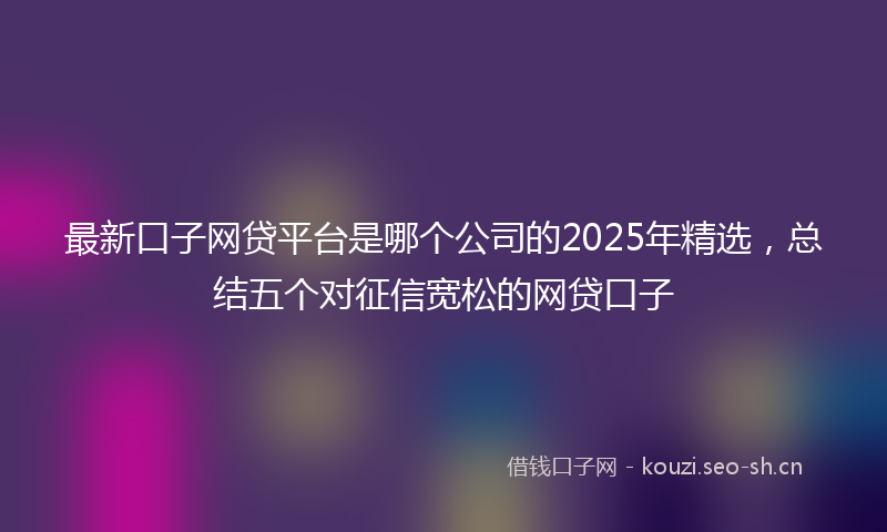 最新口子网贷平台是哪个公司的2025年精选，总结五个对征信宽松的网贷口子