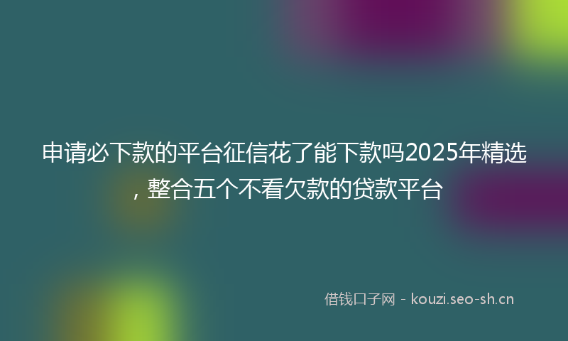 申请必下款的平台征信花了能下款吗2025年精选，整合五个不看欠款的贷款平台