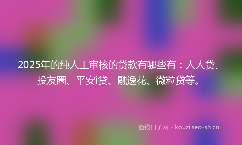2025年的纯人工审核的贷款有哪些有:人人贷、投友圈、平安i贷、融逸花、微粒贷等。