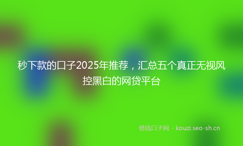 秒下款的口子2025年推荐，汇总五个真正无视风控黑白的网贷平台