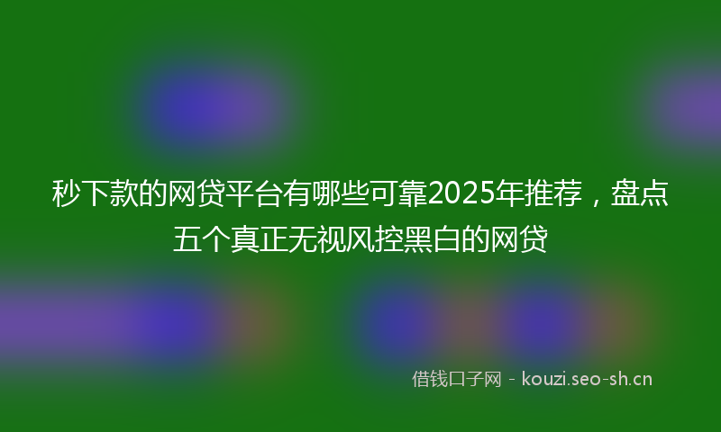 秒下款的网贷平台有哪些可靠2025年推荐，盘点五个真正无视风控黑白的网贷
