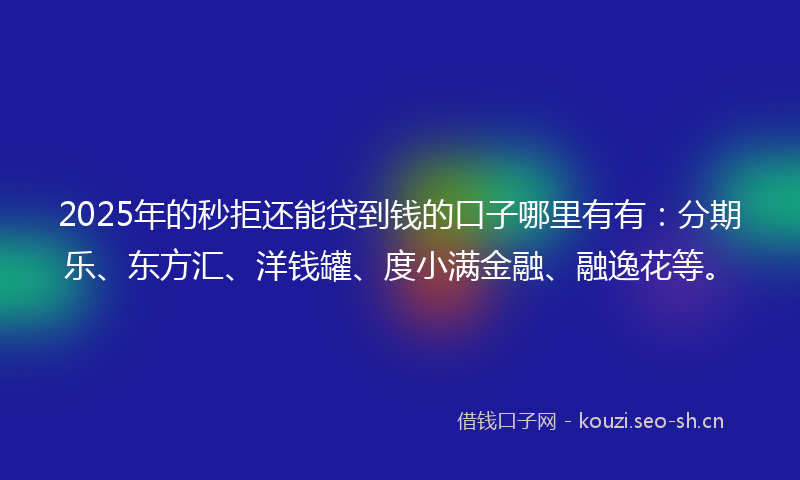 2025年的秒拒还能贷到钱的口子哪里有有：分期乐、东方汇、洋钱罐、度小满金融、融逸花等。