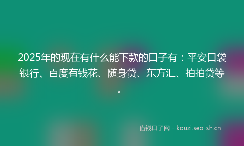 2025年的现在有什么能下款的口子有：平安口袋银行、百度有钱花、随身贷、东方汇、拍拍贷等。