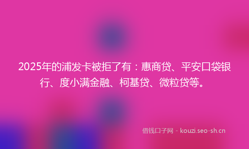 2025年的浦发卡被拒了有：惠商贷、平安口袋银行、度小满金融、柯基贷、微粒贷等。
