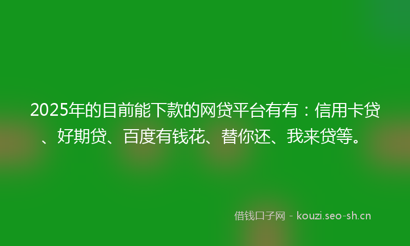 2025年的目前能下款的网贷平台有有：信用卡贷、好期贷、百度有钱花、替你还、我来贷等。