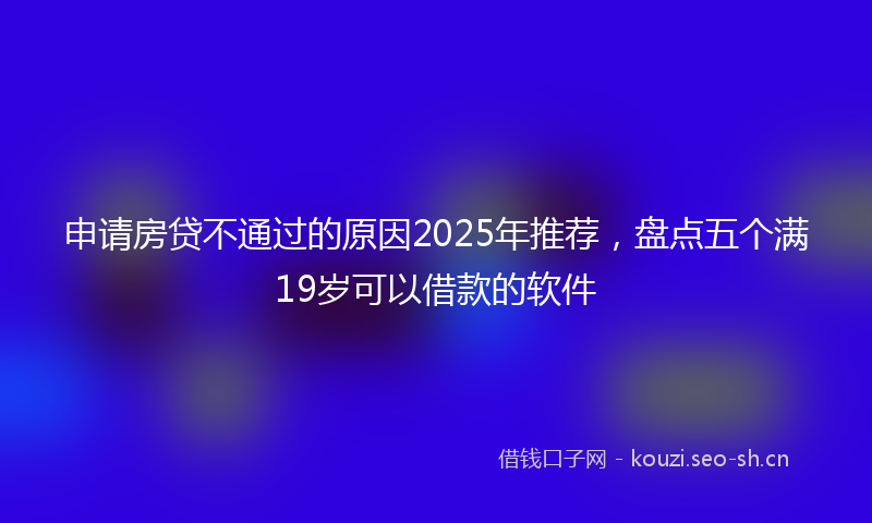 申请房贷不通过的原因2025年推荐，盘点五个满19岁可以借款的软件