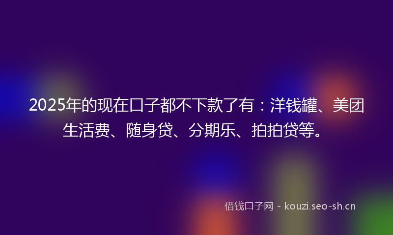 2025年的现在口子都不下款了有：洋钱罐、美团生活费、随身贷、分期乐、拍拍贷等。
