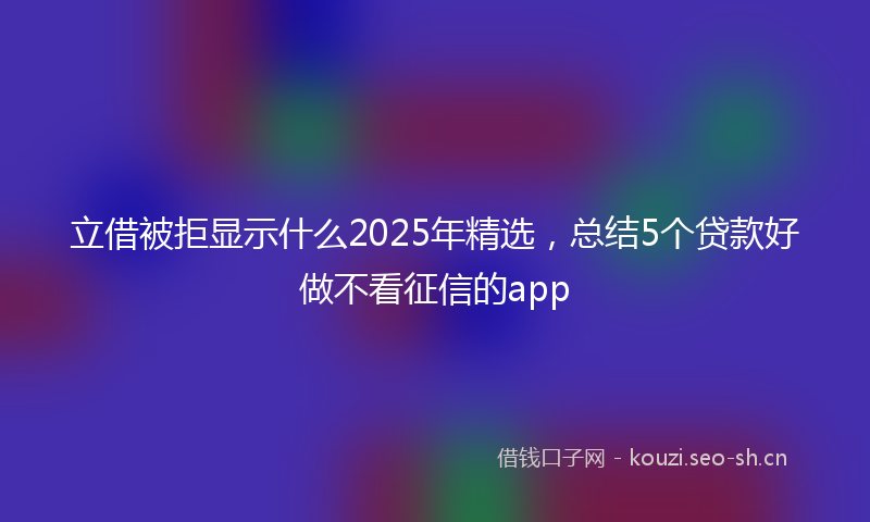 立借被拒显示什么2025年精选，总结5个贷款好做不看征信的app
