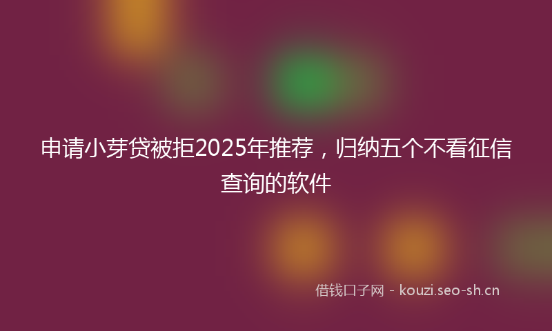 申请小芽贷被拒2025年推荐，归纳五个不看征信查询的软件