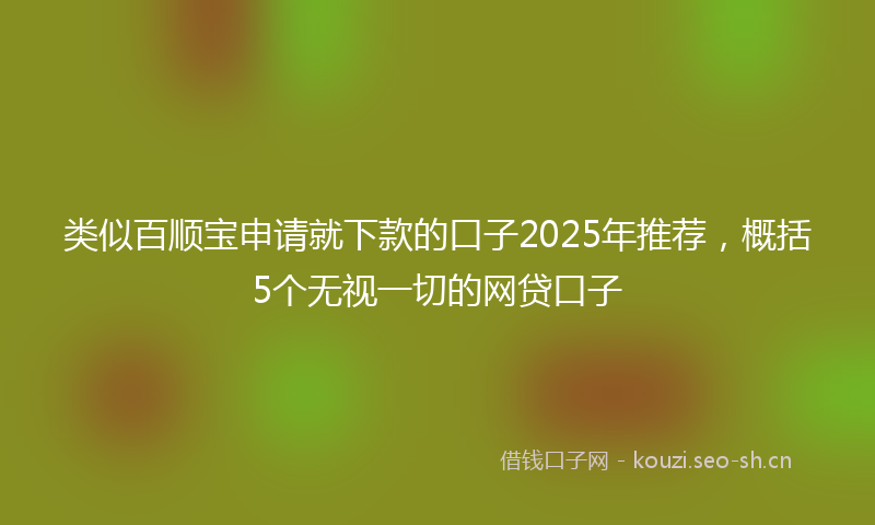 类似百顺宝申请就下款的口子2025年推荐，概括5个无视一切的网贷口子