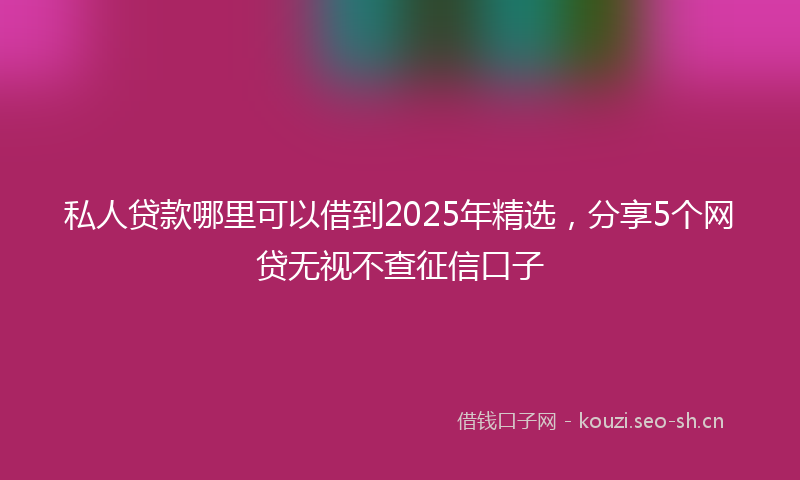 私人贷款哪里可以借到2025年精选，分享5个网贷无视不查征信口子