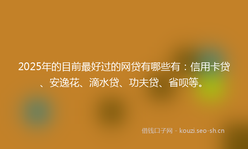 2025年的目前最好过的网贷有哪些有：信用卡贷、安逸花、滴水贷、功夫贷、省呗等。