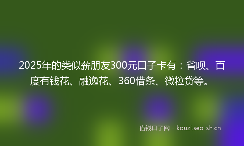 2025年的类似薪朋友300元口子卡有：省呗、百度有钱花、融逸花、360借条、微粒贷等。