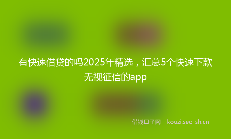 有快速借贷的吗2025年精选，汇总5个快速下款无视征信的app