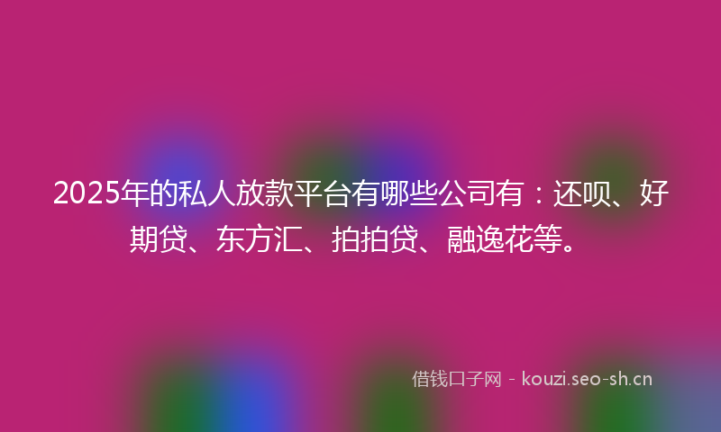 2025年的私人放款平台有哪些公司有：还呗、好期贷、东方汇、拍拍贷、融逸花等。