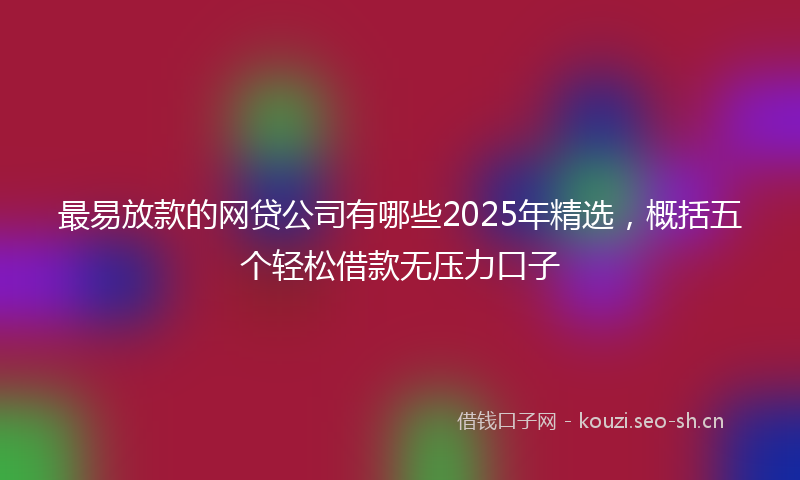 最易放款的网贷公司有哪些2025年精选，概括五个轻松借款无压力口子