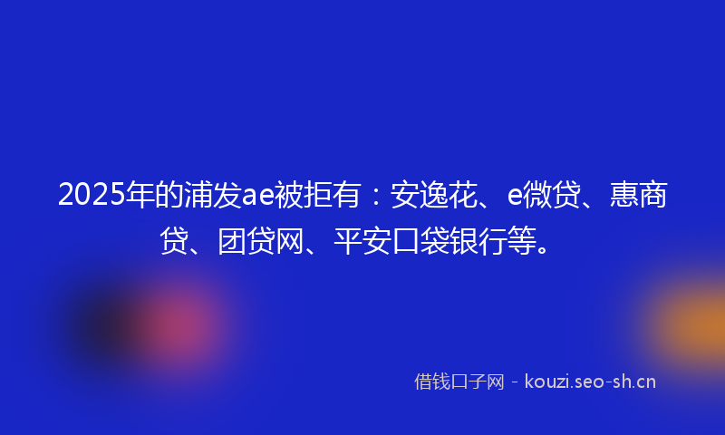 2025年的浦发ae被拒有:安逸花、e微贷、惠商贷、团贷网、平安口袋银行等。