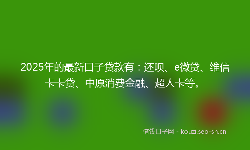 2025年的最新口子贷款有：还呗、e微贷、维信卡卡贷、中原消费金融、超人卡等。
