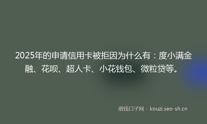 2025年的申请信用卡被拒因为什么有：度小满金融、花呗、超人卡、小花钱包、微粒贷等。