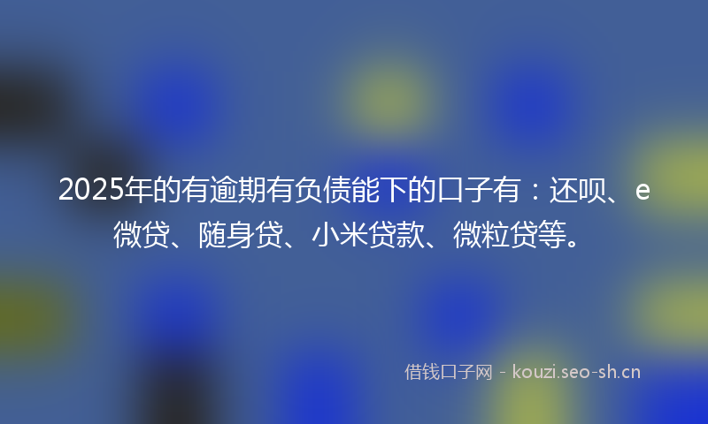 2025年的有逾期有负债能下的口子有：还呗、e微贷、随身贷、小米贷款、微粒贷等。