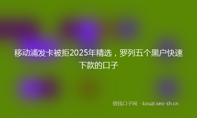 移动浦发卡被拒2025年精选，罗列五个黑户快速下款的口子