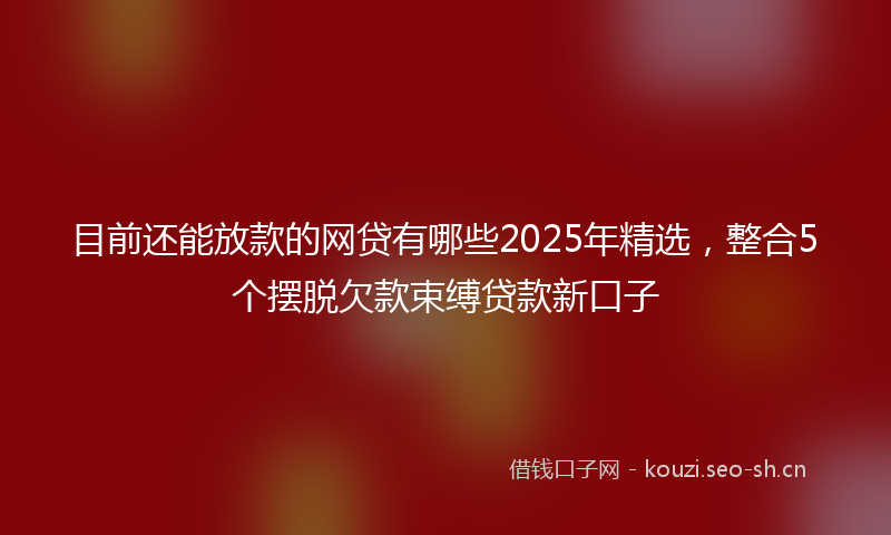 目前还能放款的网贷有哪些2025年精选，整合5个摆脱欠款束缚贷款新口子