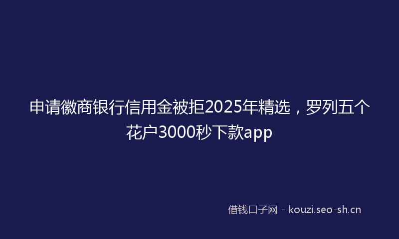 申请徽商银行信用金被拒2025年精选，罗列五个花户3000秒下款app