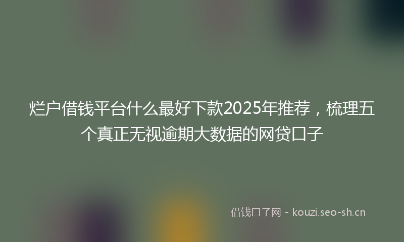 烂户借钱平台什么最好下款2025年推荐，梳理五个真正无视逾期大数据的网贷口子