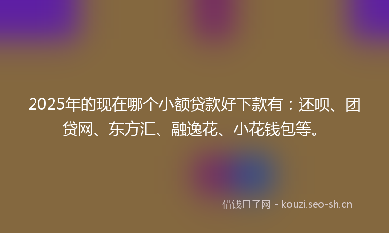2025年的现在哪个小额贷款好下款有：还呗、团贷网、东方汇、融逸花、小花钱包等。