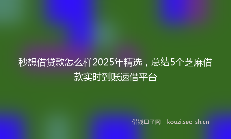秒想借贷款怎么样2025年精选，总结5个芝麻借款实时到账速借平台