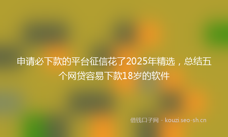 申请必下款的平台征信花了2025年精选，总结五个网贷容易下款18岁的软件